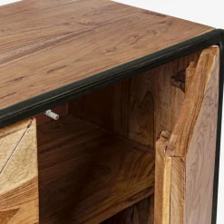 Viadurini Living Sideboards-Sideboard aus Akazienholz und Stahl 3 oder 4 Türen Homemotion - Cristoforo