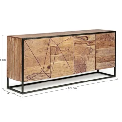 Viadurini Living Sideboards-Sideboard aus Akazienholz und Stahl 3 oder 4 Türen Homemotion - Cristoforo