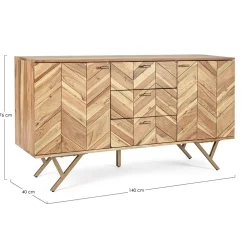 Viadurini Living Sideboards-Sideboard aus Akazienholz mit 2 Türen und 3 Schubladen Design Homemotion - Carla