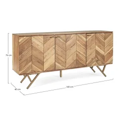 Viadurini Living Sideboards-Sideboard aus Akazienholz 3 Türen Ethnisches Design Homemotion - Carla