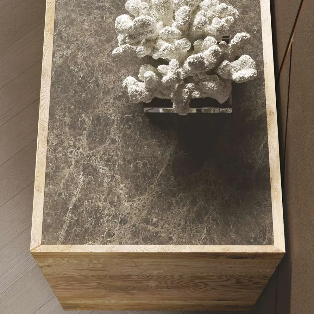 Viadurini Living Anrichte-Sideboard aus Holz mit 3 Türen mit Sockel aus gehärtetem Kristall Made in Italy - Soraya