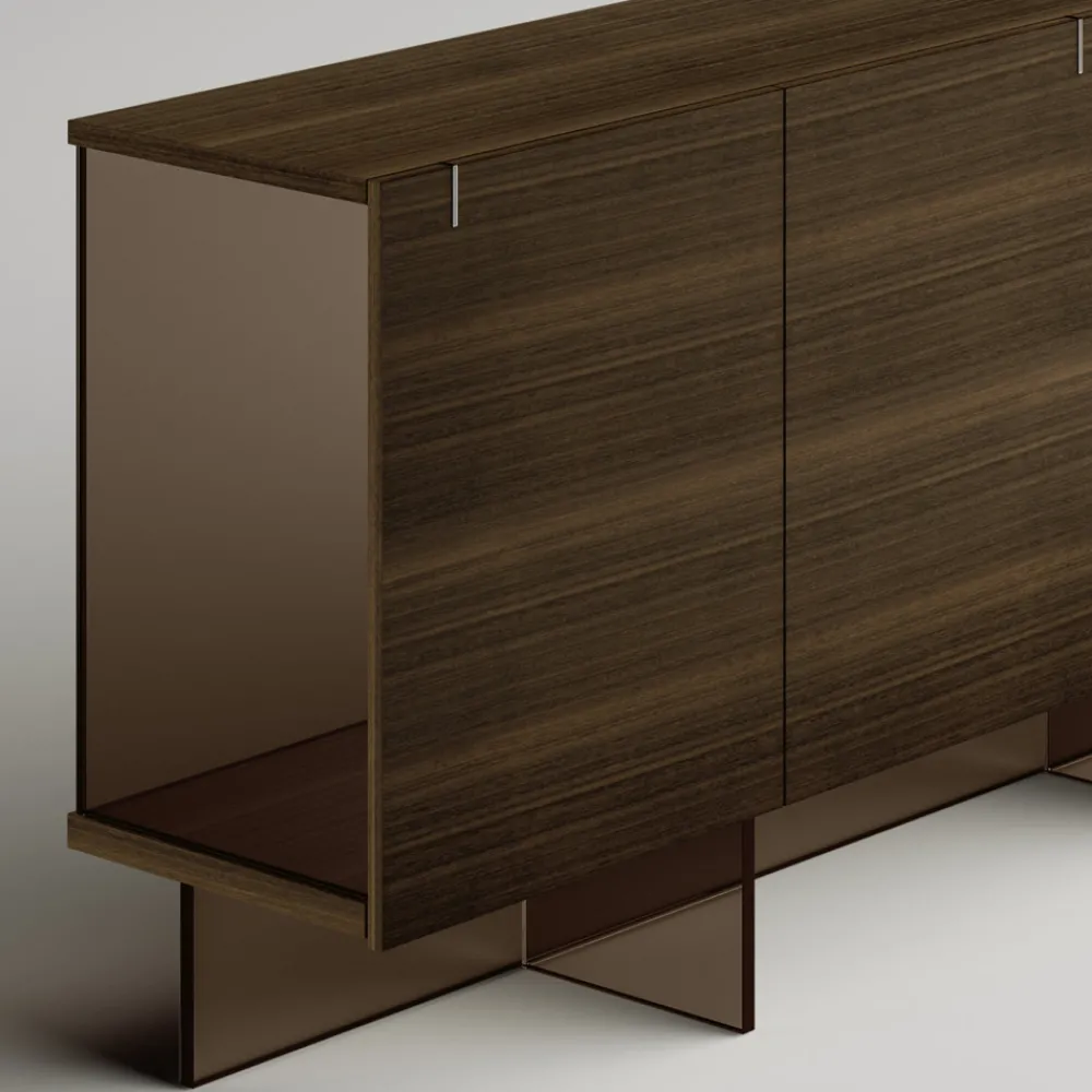 Viadurini Living Sideboards-Sideboard aus Holz mit Glasstruktur Made in Italy - Azuki