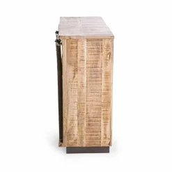 Viadurini Living Anrichte-Sideboard aus Holz und Stahl mit Tür und 4 Schubladen im Industriestil - Renza