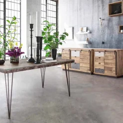 Viadurini Living Anrichte-Sideboard aus Holz und Stahl mit Tür und 4 Schubladen im Industriestil - Renza