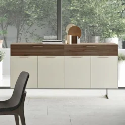 Viadurini Living Sideboards-Sideboard aus ökologischem Holz mit 4 Türen mit Schubladen und Eschenplatte - Tamara