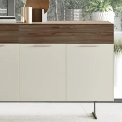 Viadurini Living Sideboards-Sideboard aus ökologischem Holz mit 4 Türen mit Schubladen und Eschenplatte - Tamara