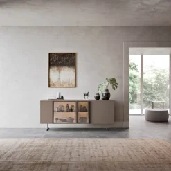 Viadurini Living Sideboards-Sideboard aus ökologischem Holz, Glas und Metall für 4-türiges Luxus-Wohnzimmer - Bruno