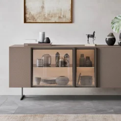 Viadurini Living Sideboards-Sideboard aus ökologischem Holz, Glas und Metall für 4-türiges Luxus-Wohnzimmer - Bruno