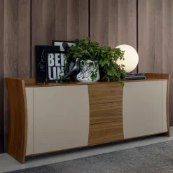 Viadurini Living Sideboards-Sideboard aus lackiertem Holz 2 Türen 3 Schubladen Curvilinear Italian Design - Celio