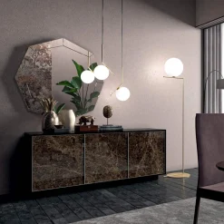 Viadurini Living Sideboards-Sideboard aus lackiertem Holz mit 2 oder 3 Keramiktüren, hergestellt in Italien – Fiorenza