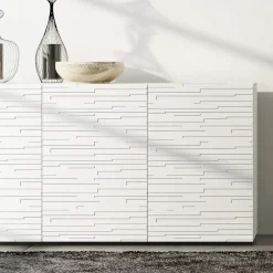 Viadurini Living Sideboards-Sideboard aus matt weiß lackiertem MDF mit verzierten Türen Made in Italy - Chicago