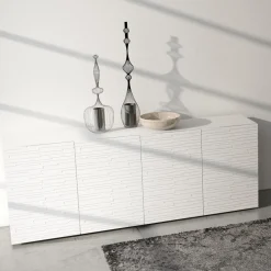 Viadurini Living Sideboards-Sideboard aus matt weiß lackiertem MDF mit verzierten Türen Made in Italy - Chicago