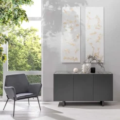 Viadurini Living Sideboards-Sideboard aus MDF, Tischplatte aus Keramik in grauer Marmoroptik mit 3 Push-Pull-Click-Türen