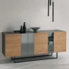 Viadurini Living Sideboards-Sideboard aus Melamin mit 3 Eichentüren und Spiegel Made in Italy - Romina