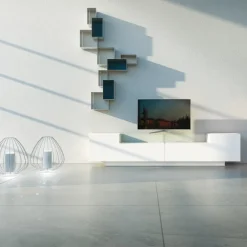 Viadurini Living Sideboards-Sideboard aus weißem MDF mit Glaskasten und Sockelfuß Made in Italy - Kisha