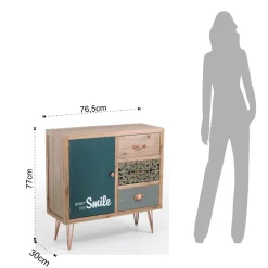 Viadurini Living Anrichte-Sideboard mit 1 Tür und 3 farbigen Schubladen – Hassio