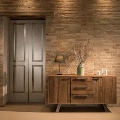 Viadurini Living Anrichte-Sideboard mit 2 Türen und 3 Schubladen aus recyceltem Tropenholz - Slide