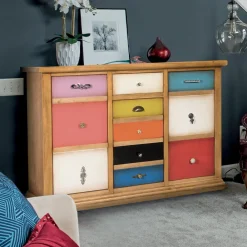Viadurini Classic Anrichte-Sideboard mit farbigen Schubladen und verschiedenen Griffen, hergestellt in Italien – Shiva