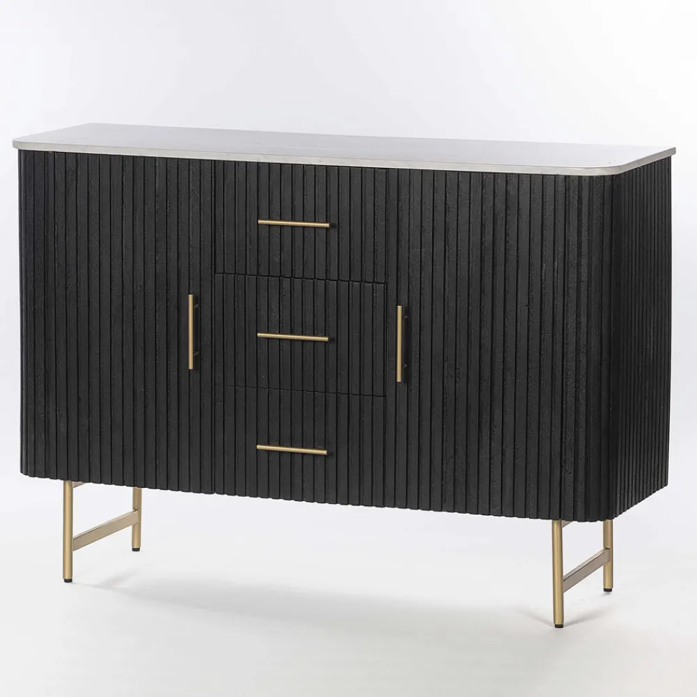 Viadurini Living Anrichte-Sideboard mit Marmorplatte und Struktur aus Mangoholz - Fisherman