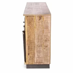 Viadurini Living Anrichte-Sideboard mit Struktur aus Mangoholz und Stahl im Industriestil - Vidia