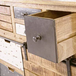 Viadurini Living Anrichte-Sideboard mit Struktur aus Mangoholz und Stahl im Industriestil - Vidia