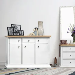 Viadurini Classic Anrichte-Sideboard mit Struktur aus furnierten Holzpartikeln, hergestellt in Italien – Odino