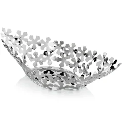 Viadurini Decor Küchenzubehör-Silbernes Design-Mittelstück aus Metall mit Design-Blumendekorationen - Megghy