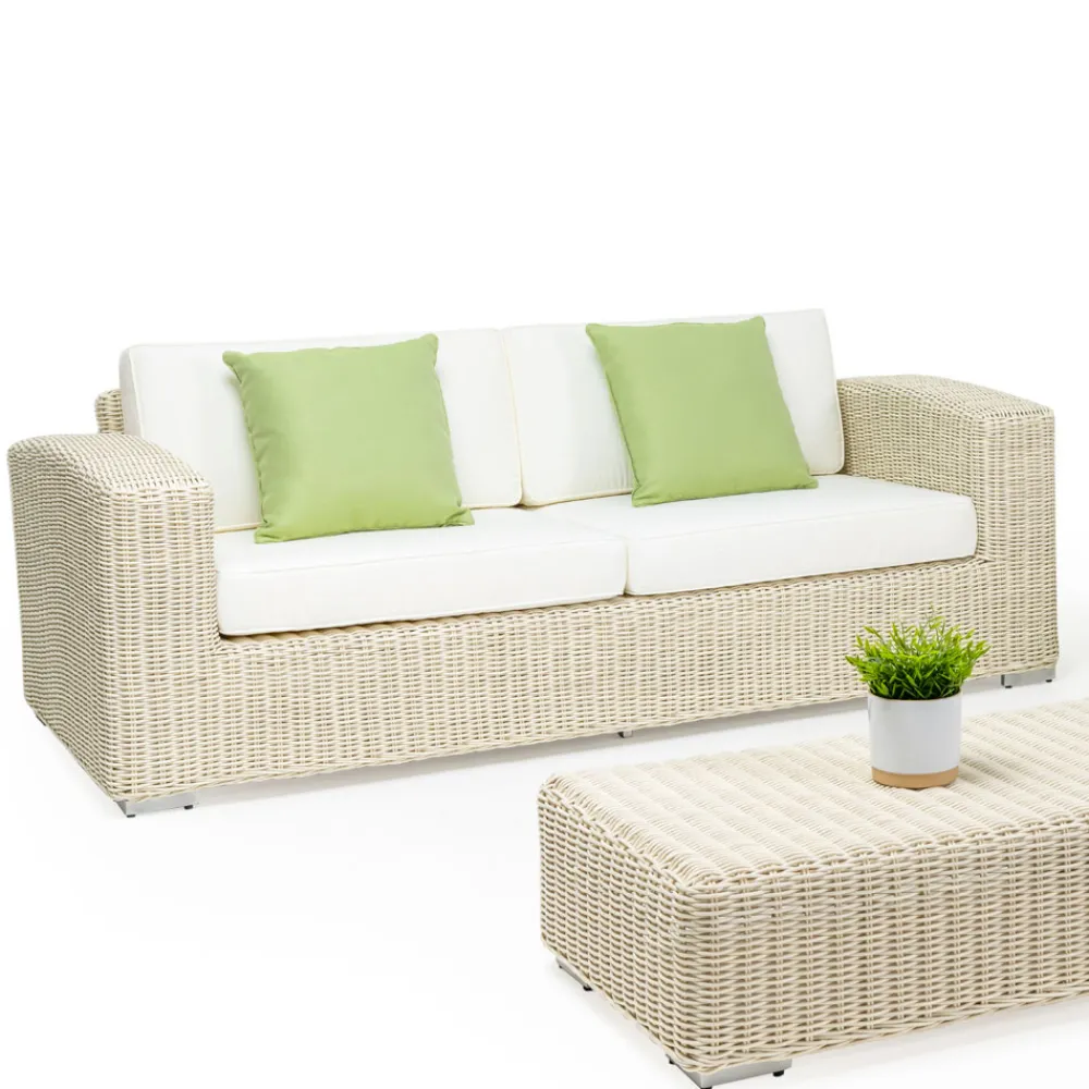 Viadurini in the Garden Gartensofas-3-Sitzer Gartensofa aus handgewebtem Polyrattan - Yoko