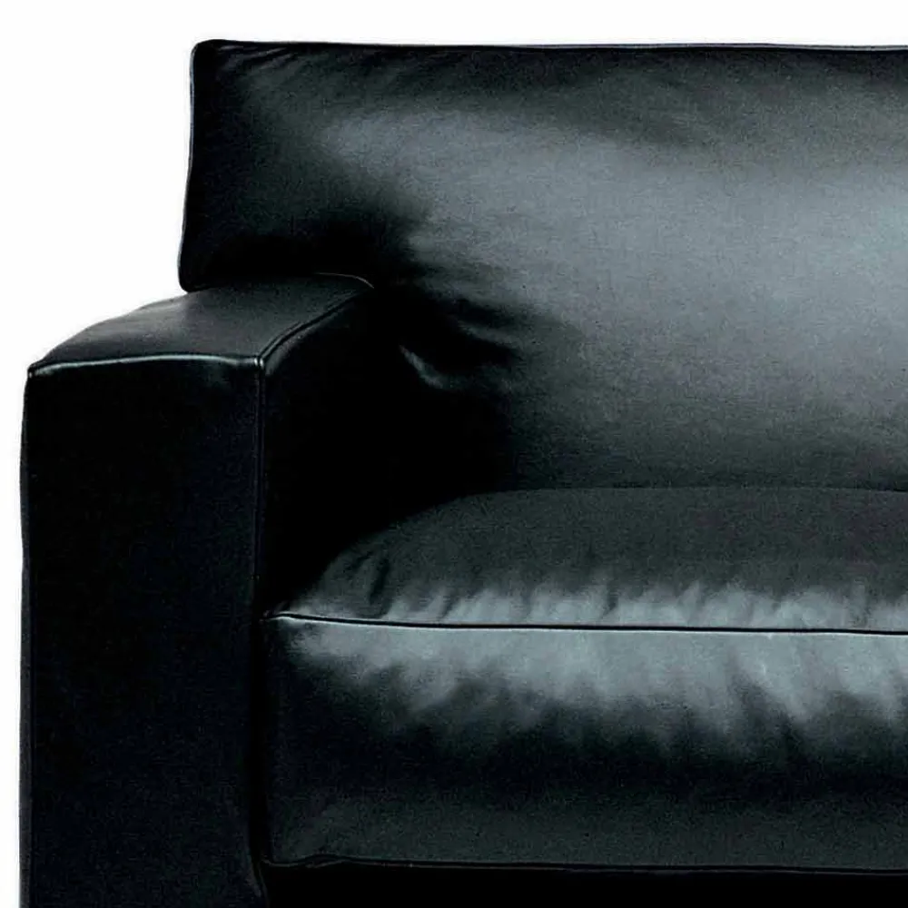 Viadurini Italian Sofas Moderne Sofas-2-Sitzer Ledersofa mit Füßen aus Nussbaumholz Made in Italy - Alessandria