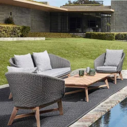 Viadurini in the Garden Gartensofas-2-Sitzer Outdoor-Sofa aus Stoff mit Teakstruktur, Homemotion - Azeno