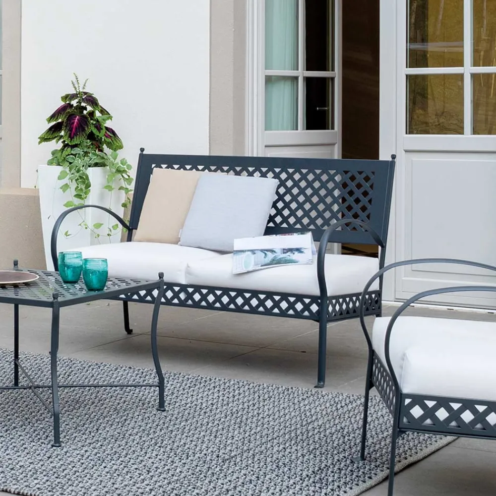 Viadurini in the Garden Gartensofas-2-Sitzer Outdoor-Sofa aus verzinktem Stahl Made in Italy - Selvaggia