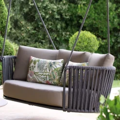 Viadurini in the Garden Gartenideen|Gartensofas-2-Sitzer Schaukelstuhl aus Metall und Seil mit Stoffsitz Hergestellt in Italien - Mari