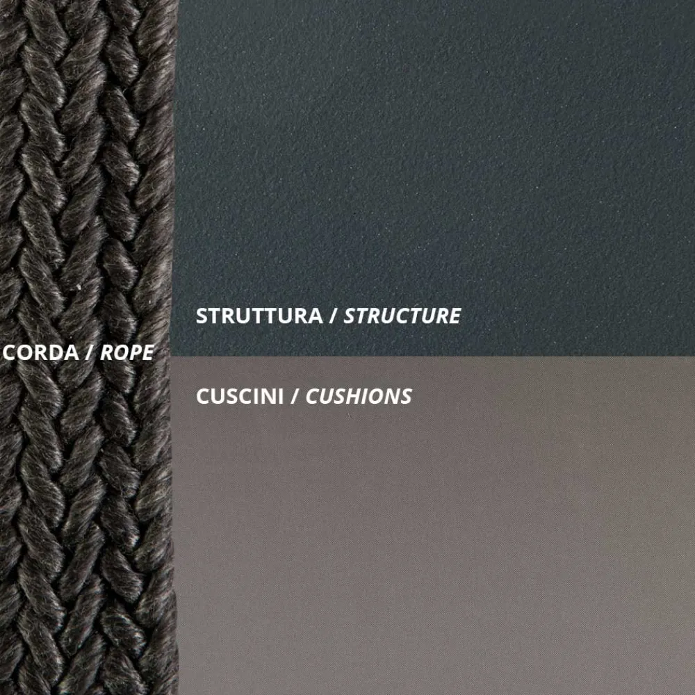 Viadurini in the Garden Gartenideen|Gartensofas-2-Sitzer Schaukelstuhl aus Metall und Seil mit Stoffsitz Hergestellt in Italien - Mari