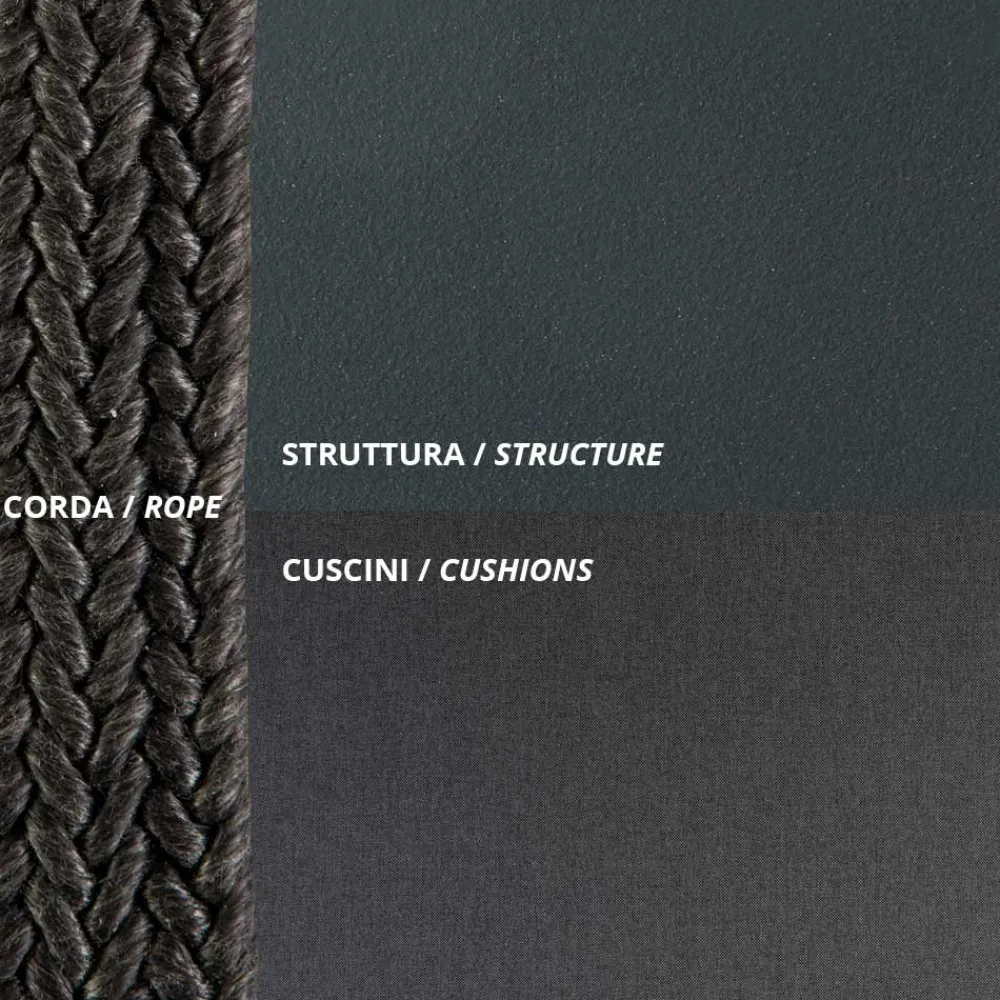 Viadurini in the Garden Gartenideen|Gartensofas-2-Sitzer Schaukelstuhl aus Metall und Seil mit Stoffsitz Hergestellt in Italien - Mari