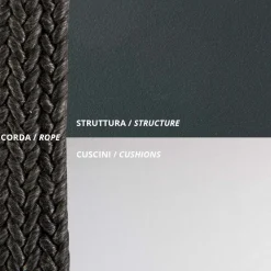 Viadurini in the Garden Gartenideen|Gartensofas-2-Sitzer Schaukelstuhl aus Metall und Seil mit Stoffsitz Hergestellt in Italien - Mari