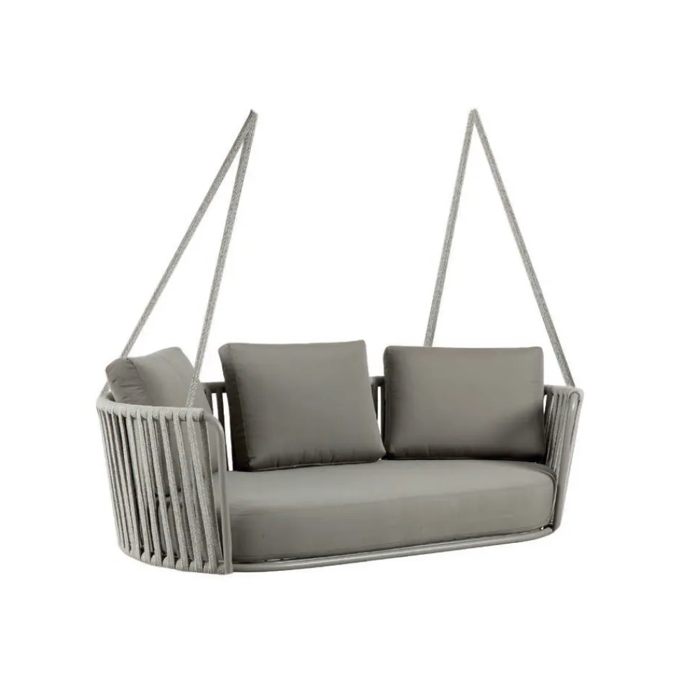 Viadurini in the Garden Gartenideen|Gartensofas-2-Sitzer Schaukelstuhl aus Metall und Seil mit Stoffsitz Hergestellt in Italien - Mari