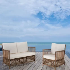 Viadurini in the Garden Gartensofas-2-Sitzer-Außen- und Innensofa aus Rattan und Kissen aus 100 % Baumwolle – Boire