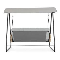 Viadurini in the Garden Gartenideen-3-Sitzer-Außenschaukel aus Stahl und Polyrattan-Armlehnen – Settle