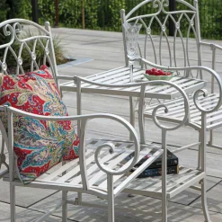 Viadurini in the Garden Gartenbänke-2-Sitzer-Bank mit Metalltisch und Schirmständer - Leim