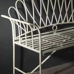 Viadurini in the Garden Gartenbänke-2-Sitzer-Gartenbank aus Metall, elfenbeinfarben - Glue