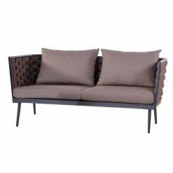 Viadurini in the Garden Gartensofas-3-Sitzer-Gartensofa aus Aluminium und Seil mit Stoffkissen - Rasti