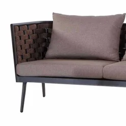 Viadurini in the Garden Gartensofas-3-Sitzer-Gartensofa aus Aluminium und Seil mit Stoffkissen - Rasti