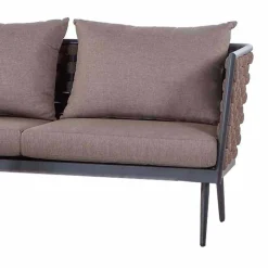 Viadurini in the Garden Gartensofas-3-Sitzer-Gartensofa aus Aluminium und Seil mit Stoffkissen - Rasti