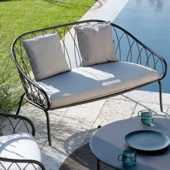 Viadurini in the Garden Gartensofas-2-Sitzer-Gartensofa aus Metall und Kissen Made in Italy - Fontana