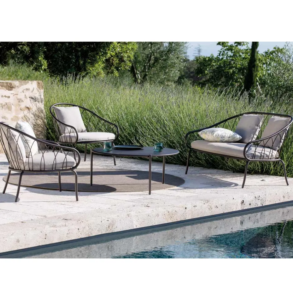 Viadurini in the Garden Gartensofas-2-Sitzer-Gartensofa aus Metall und Kissen Made in Italy - Fontana