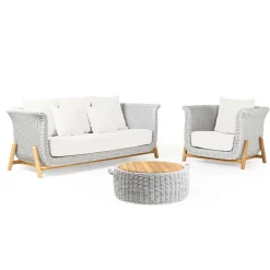 Viadurini in the Garden Gartensofas-3-Sitzer-Gartensofa aus Teakholz und Seilgeflecht - Arjuna