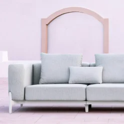 Viadurini in the Garden Gartensofas-3-Sitzer-Gartensofa mit Luxus-Hocker aus Aluminium und Stoff - Filomena