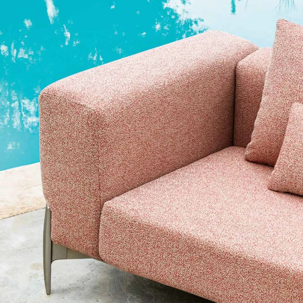 Viadurini in the Garden Gartensofas-3-Sitzer-Gartensofa mit Luxus-Hocker aus Aluminium und Stoff - Filomena