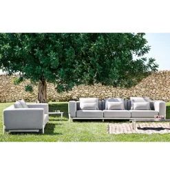 Viadurini in the Garden Gartensofas-3-Sitzer-Outdoor-Sofa aus Aluminium und hochwertigem Stoff - Filomena