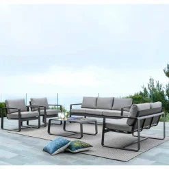 Viadurini in the Garden Gartensofas-2-Sitzer-Outdoor-Sofa aus Aluminium mit Stoffkissen - Mirea